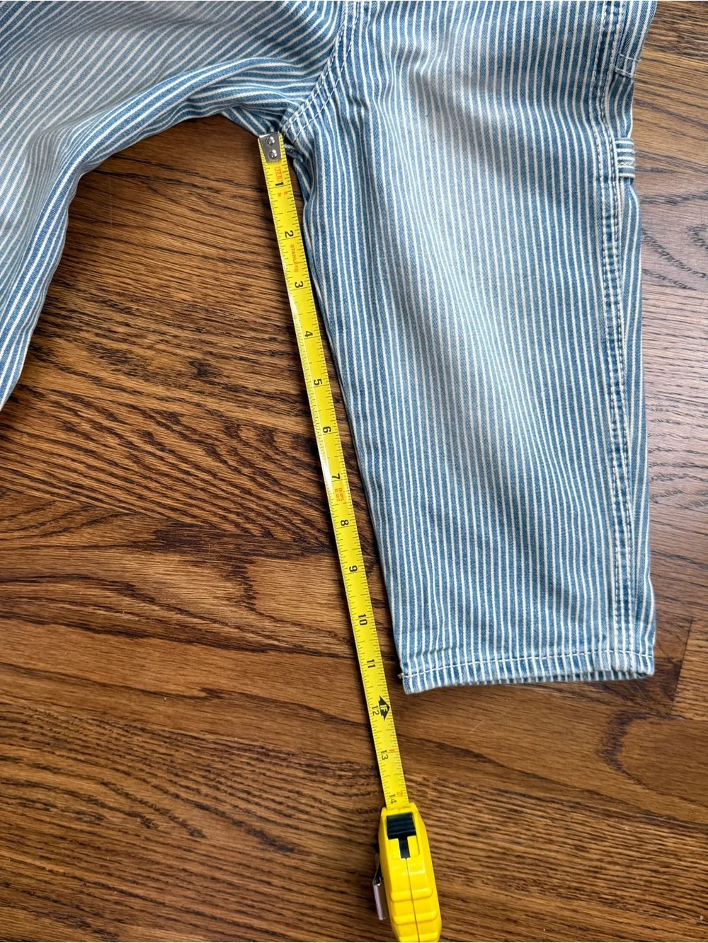 OshKosh B'gosh Kids Light Blue White Pinstripe Train Conductor Overalls Size 2T